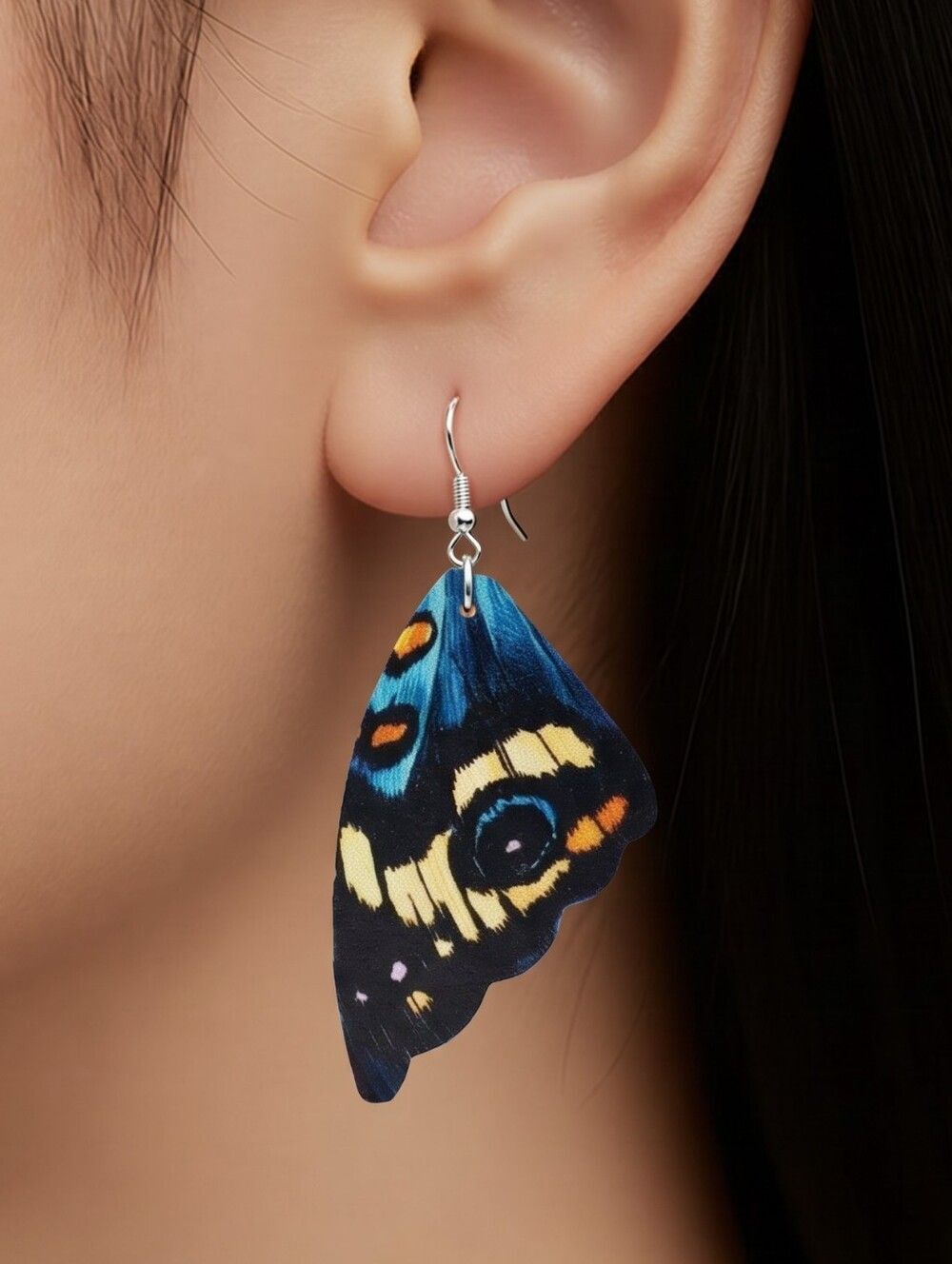Butterfly Wing Earrings 🦋 Faux Leather Double Sided Dangle Drop Ear Jewelry